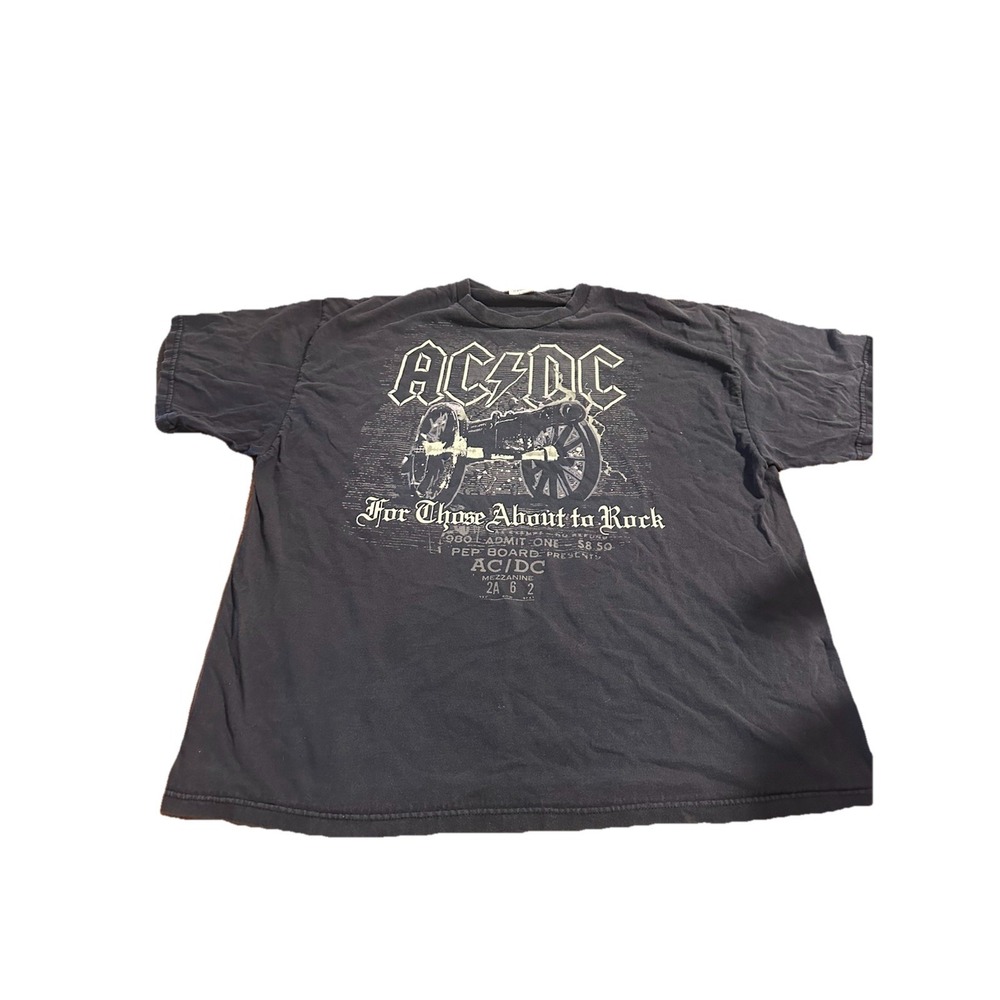 VTG AC/DC For Those About To Rock Tour T-Shirt Black 80s 90's Size 2XL Delta